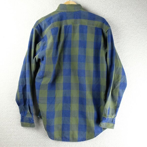 Ruff Hewn Shirt Mens Medium Green Blue Check Heavyweight Canvas Workwear Outdoor - Picture 5 of 8